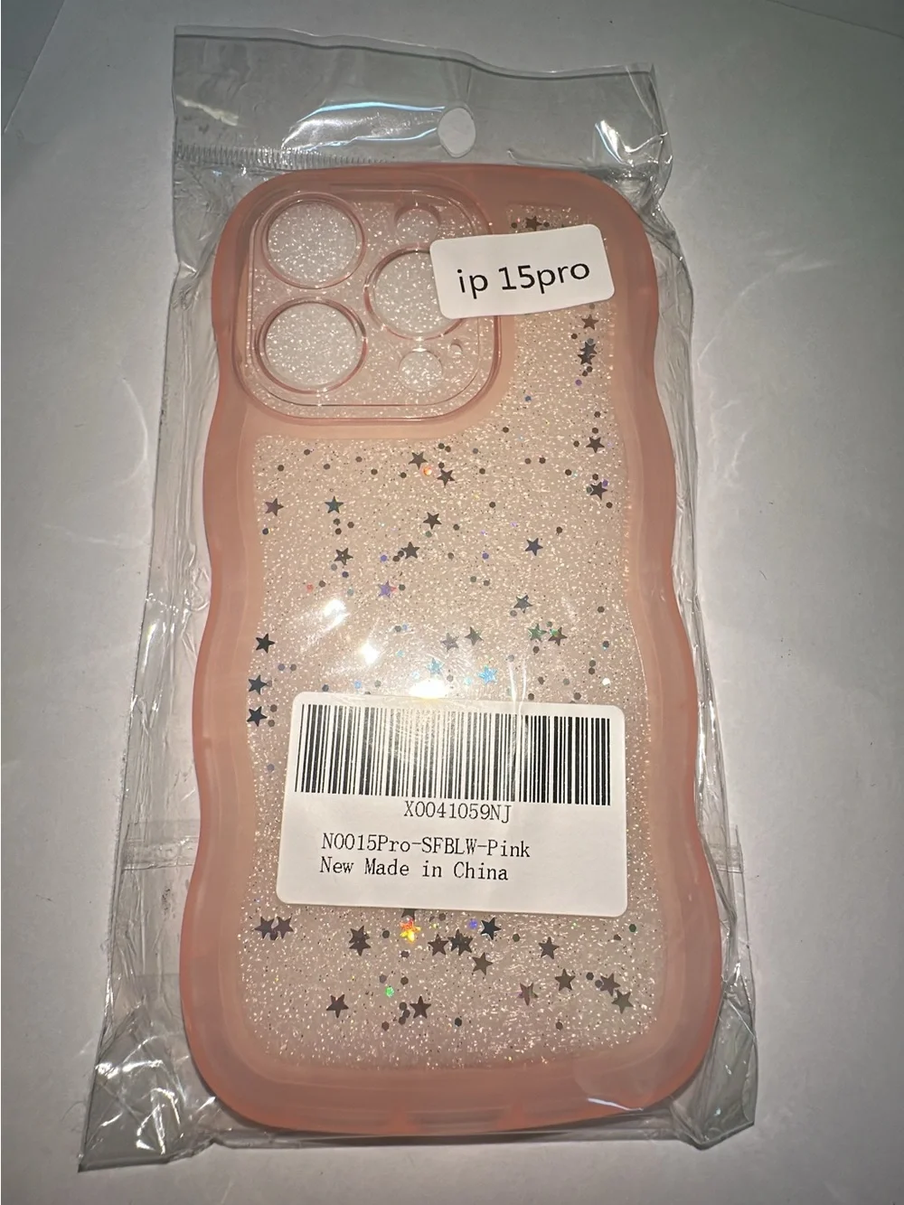 NWT Pink Wavy Glitter Stars iPhone 15 Pro Case
